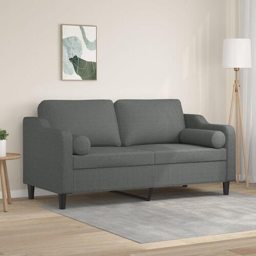 2-personers sofa med pyntepuder 140 cm stof mørkegrå