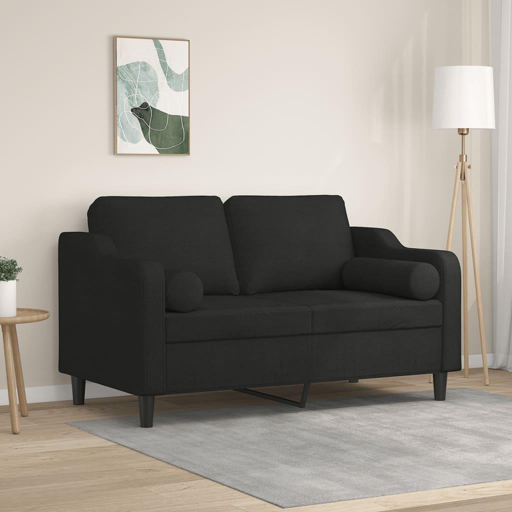2-personers sofa med pyntepuder 120 cm stof sort billede