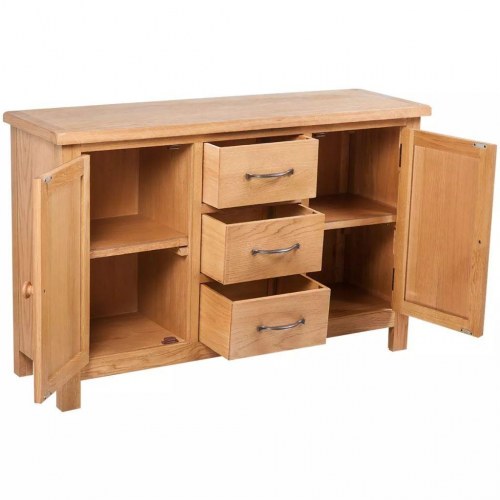 Skænk med 3 skuffer 110x33,5x70 cm massivt egetræ