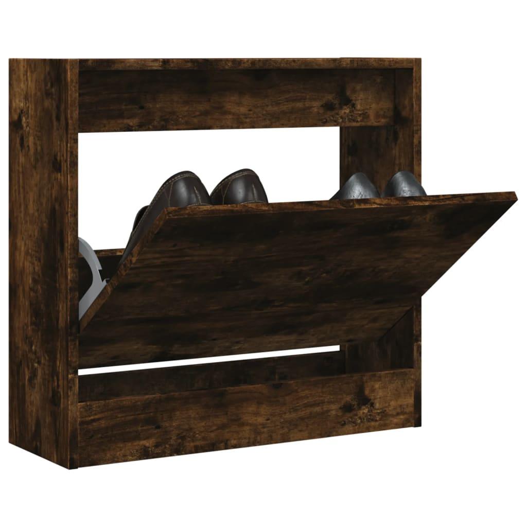 Skoreol 60x21x57 cm konstrueret træ røget egetræsfarvet