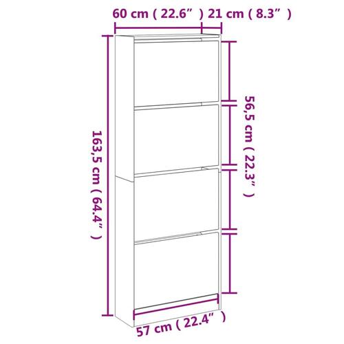 Skoreol 60x21x163,5 cm konstrueret træ hvid