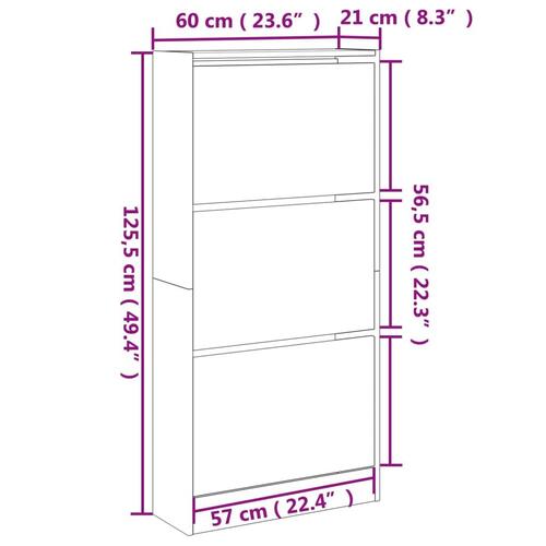 Skoreol 60x21x125,5 cm konstrueret træ hvid