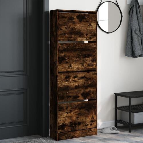 Skoreol 60x21x163,5 cm konstrueret træ røget egetræsfarve