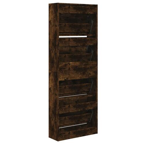 Skoreol 60x21x163,5 cm konstrueret træ røget egetræsfarve