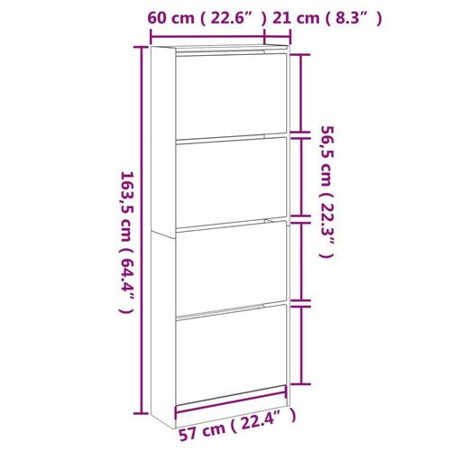Skoreol 60x21x163,5 cm konstrueret træ røget egetræsfarve