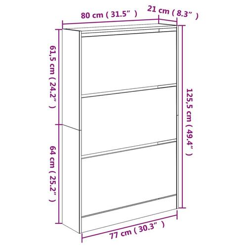 Skoreol 80x21x125,5 cm konstrueret træ sonoma-eg