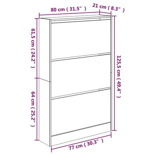 Skoreol 80x21x125,5 cm konstrueret træ hvid