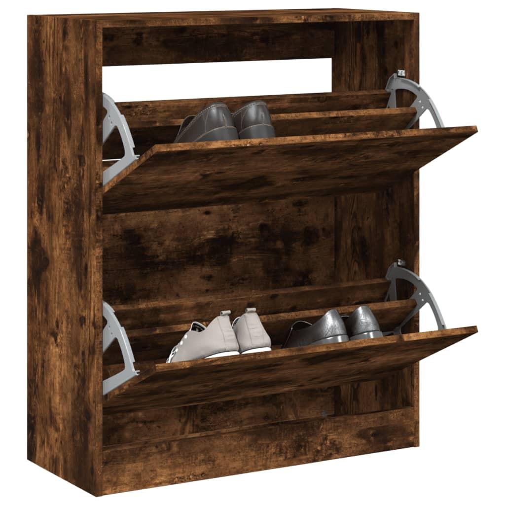 Skoskab 80x34x96,5 cm konstrueret træ røget egetræsfarve