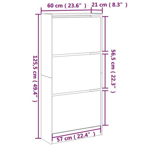 Skoreol 60x21x125,5 cm konstrueret træ sort