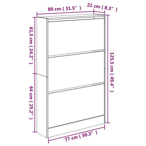 Skoreol 80x21x125,5 cm konstrueret træ sort