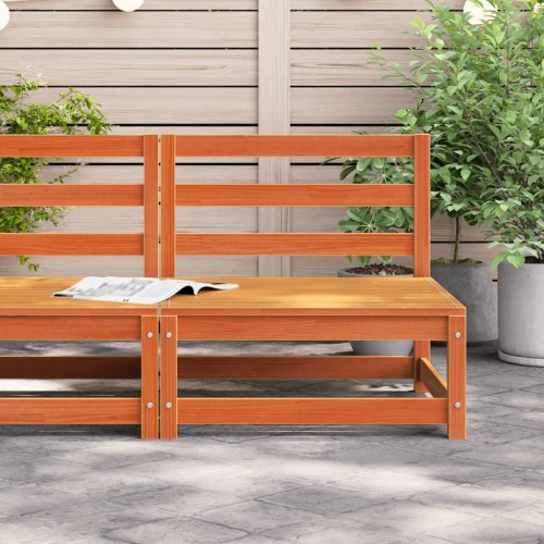 Hjørnemodul til havesofa uden armlæn 70×70×67 cm - massivt fyrretræ, brun