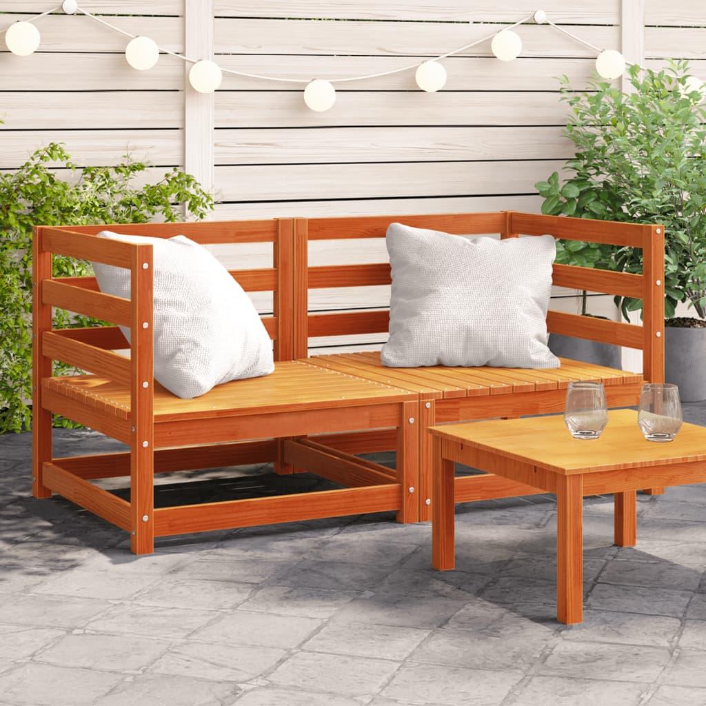 Hjørnemoduler til havesofa 2 stk. 70x70x67 cm massivt træ brun