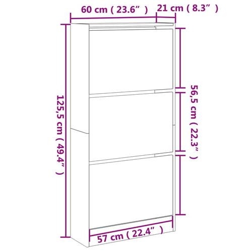 Skoreol 60x21x125,5 cm konstrueret træ sonoma-eg