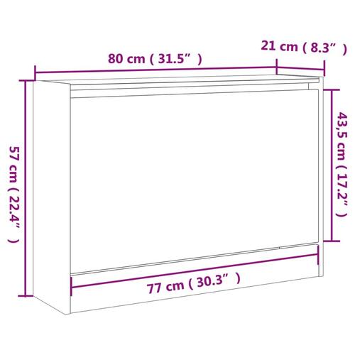 Skoreol 80x21x57 cm konstrueret træ brun egetræsfarvet