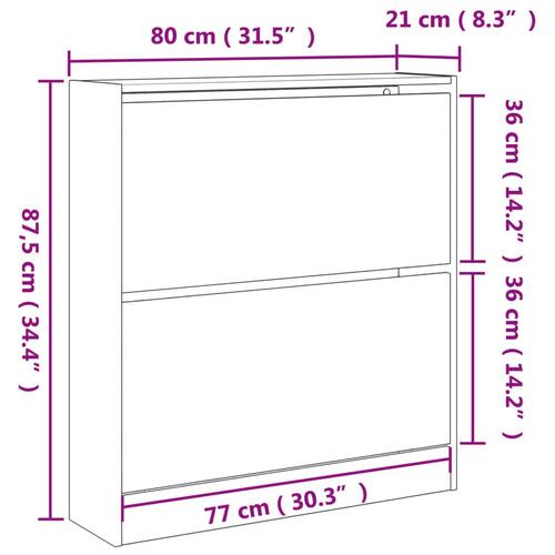 Skoskab 80x21x87,5 cm konstrueret træ røget egetræsfarve