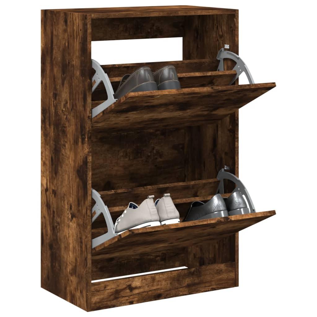 Skoreol 60x34x96,5 cm konstrueret træ røget egetræsfarve