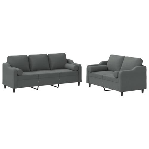 2 personers sofa med puder stof mørkegrå