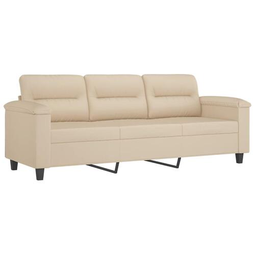 2 personers sofa med hynder mikrofiberstof cremefarvet