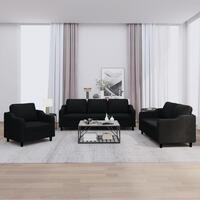 3 personers sofa med hynder stof sort