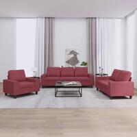 3 personers sofa stof vinrød