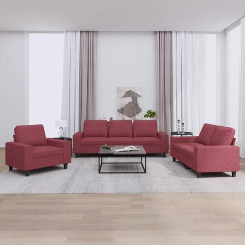 3 personers sofa stof vinrød