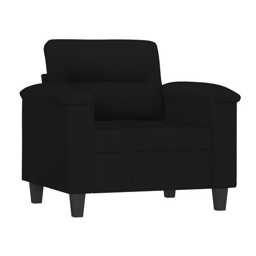 3 personers sofa med hynder mikrofiberstof sort