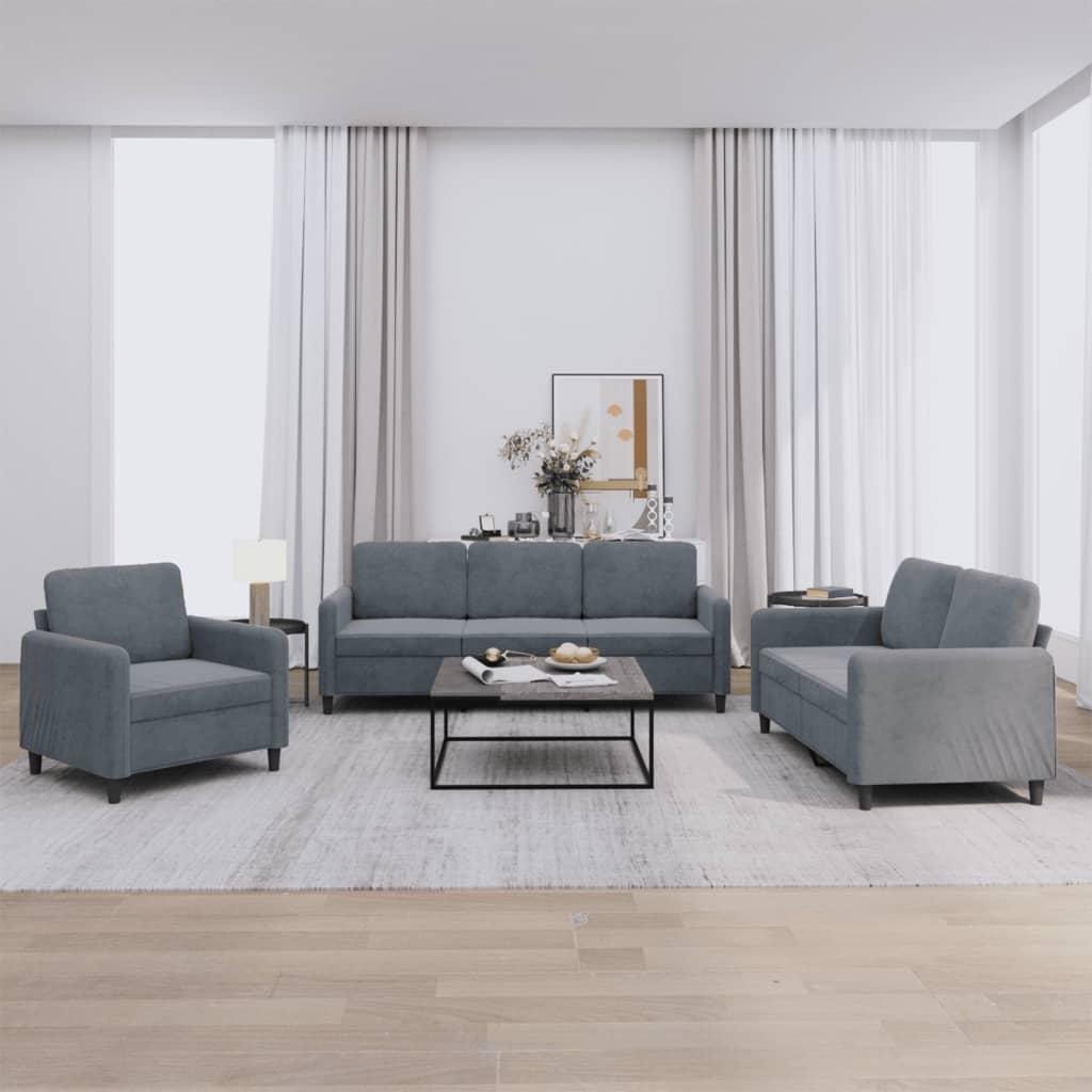 3 personers sofa velour mørkegrå