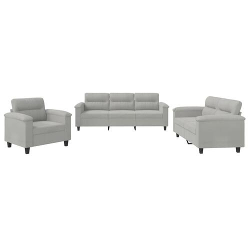 3 personers sofa med hynder mikrofiberstof lysegrå