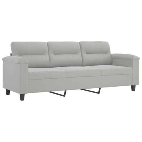 3 personers sofa med hynder mikrofiberstof lysegrå