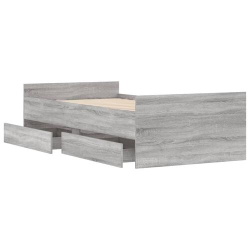 Sengeramme med skuffer 90x200 cm grå sonoma-eg