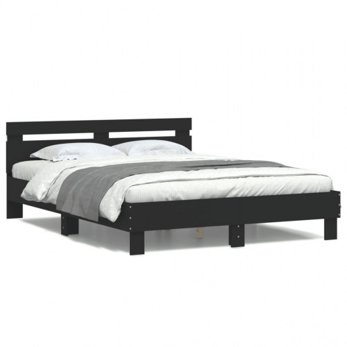 Sengeramme med LED 150×200 cm - sort, uden madras