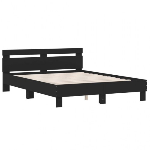 Sengeramme med LED 150×200 cm - sort, uden madras