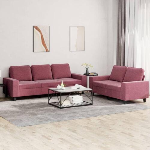 2 personers sofa stof vinrød