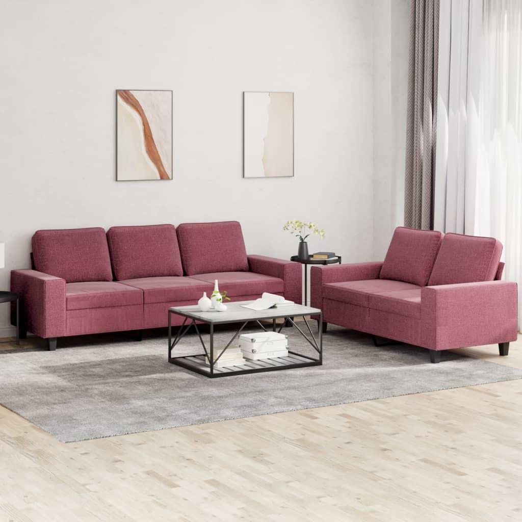 2 personers sofa stof vinrød