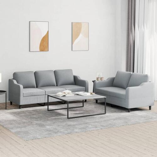 2 personers sofa med hynder stof lysegrå