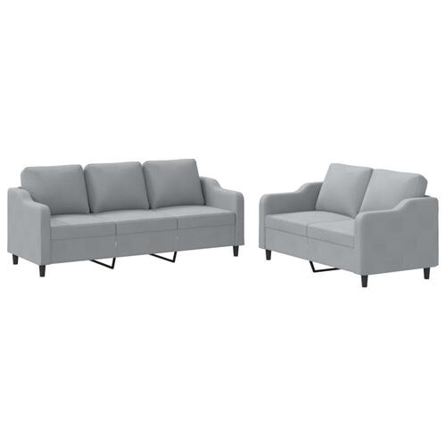 2 personers sofa med hynder stof lysegrå