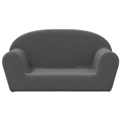 2-personers sofa til børn blødt plys antracitgrå