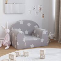 Sofa til børn blødt plys med stjerner lysegrå