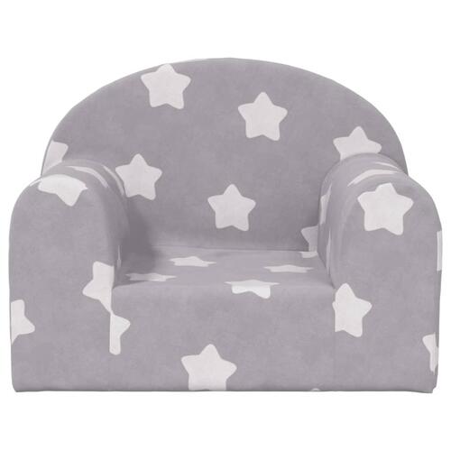 Sofa til børn blødt plys med stjerner lysegrå