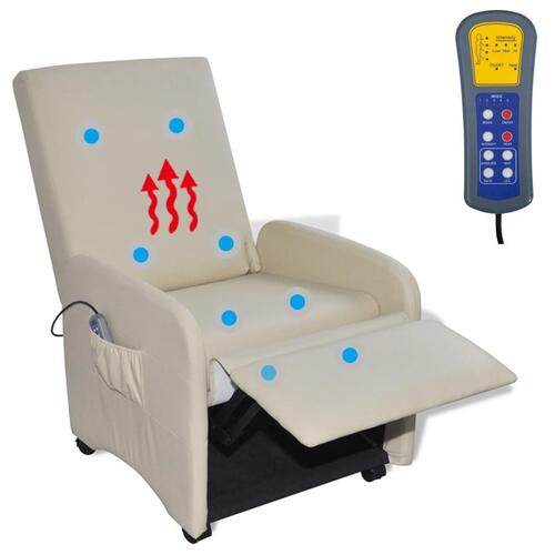 Massagestol kunstlæder cremefarvet
