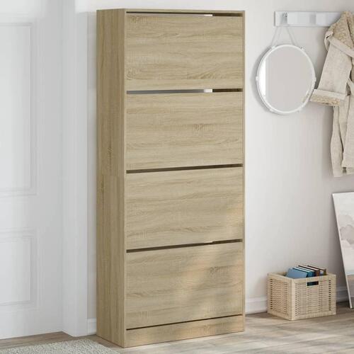 Skoskab med 4 vippeskuffer 80x34x187,5 cm sonoma-eg