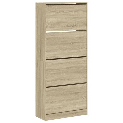 Skoskab med 4 vippeskuffer 80x34x187,5 cm sonoma-eg
