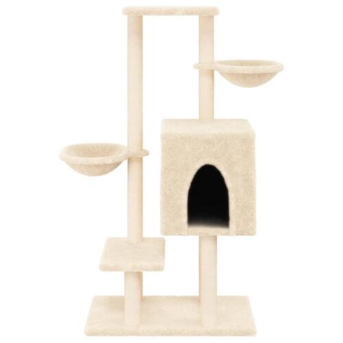 Kradsetræ med sisalstolper 117 cm cremefarvet