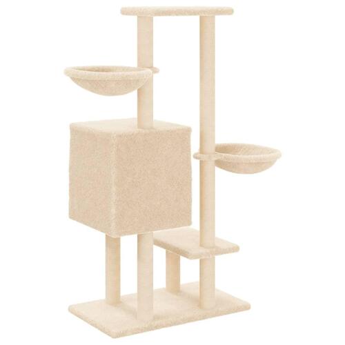 Kradsetræ med sisalstolper 117 cm cremefarvet