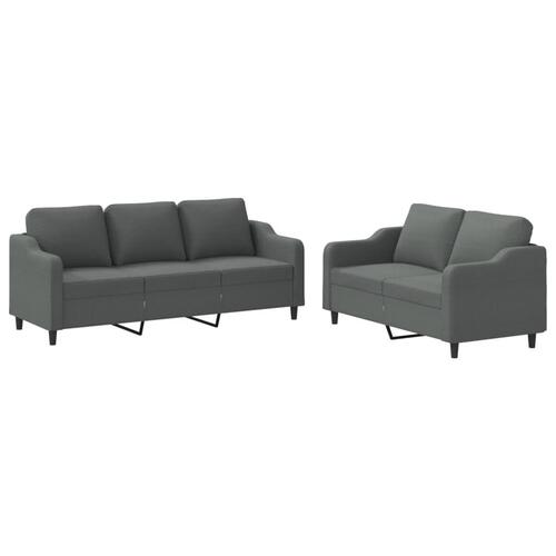 2 personers sofa med hynder stof mørkegrå
