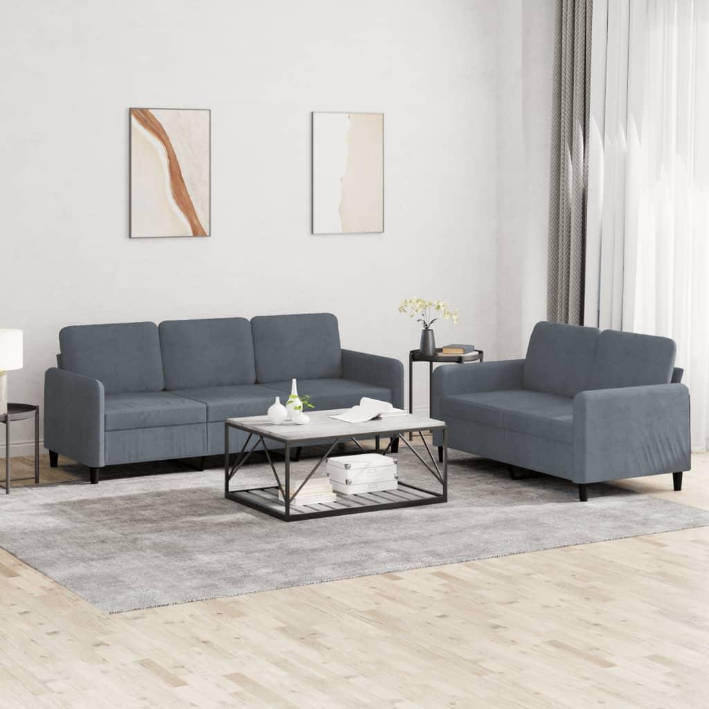 2 personers sofa velour mørkegrå billede