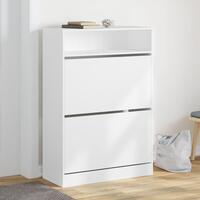 Skoskab med 2 vippeskuffer 80x34x116 cm hvid