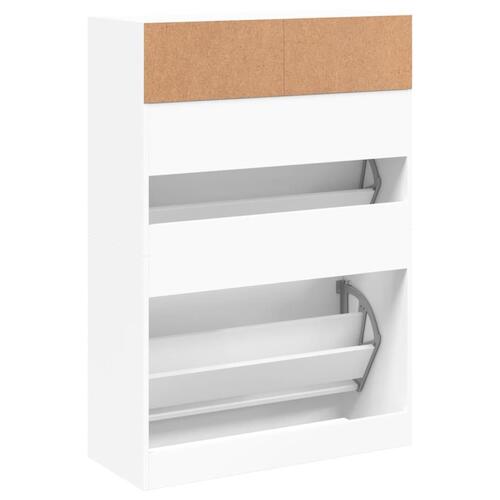 Skoskab med 2 vippeskuffer 80x34x116 cm hvid