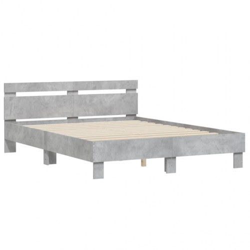 Sengeramme med sengegavl 140x190 cm - konstrueret træ, betongrå