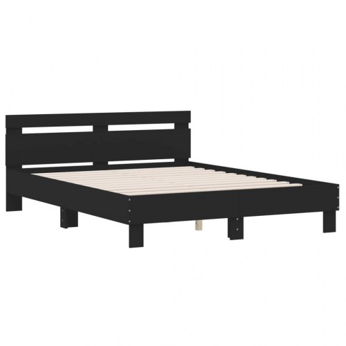 Sengeramme med sengegavl 140×190 cm i sort konstrueret træ